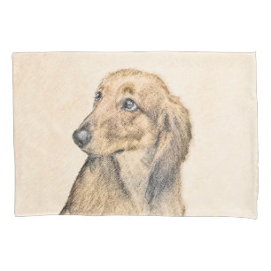 Dachshund (Longhaired) Painting - Original Dog Art Pillow Case