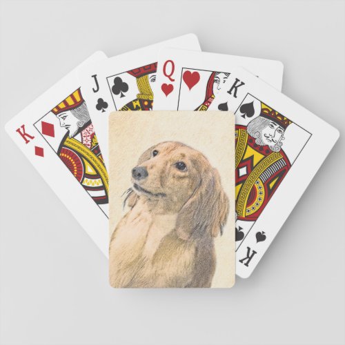 Dachshund Longhaired Painting _ Original Dog Art Playing Cards