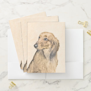 Dachshund (Longhaired) Painting - Original Dog Art Pocket Folder