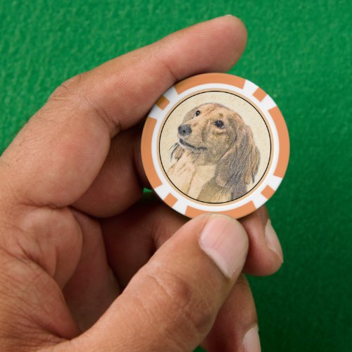 Dachshund Longhaired Painting _ Original Dog Art Poker Chips