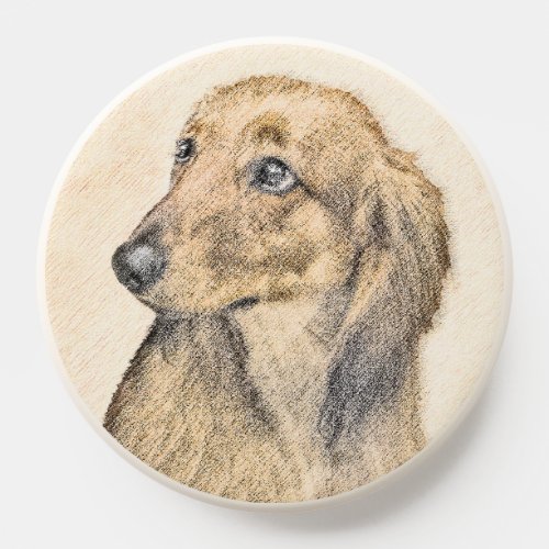 Dachshund Longhaired Painting Original Dog Art PopSocket