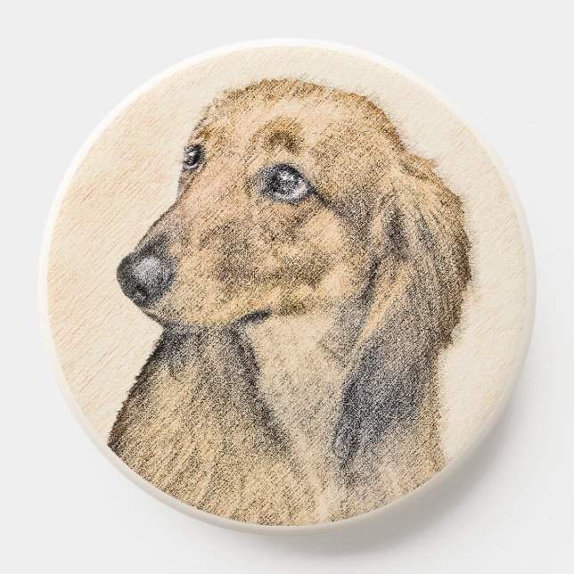 Dachshund (Longhaired) Painting Original Dog Art PopSocket (Popsocket)