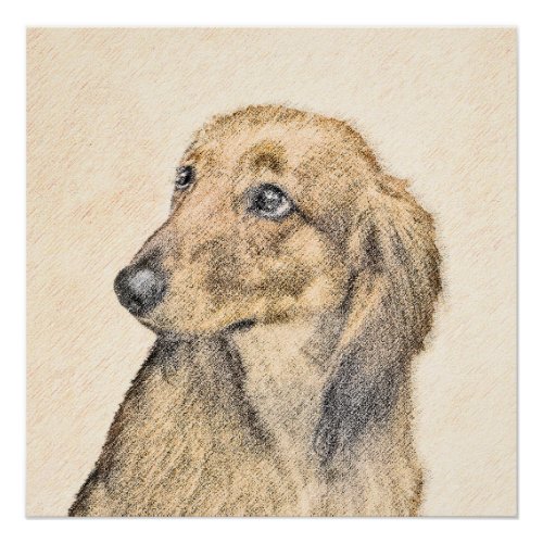 Dachshund Longhaired Painting _ Original Dog Art Poster