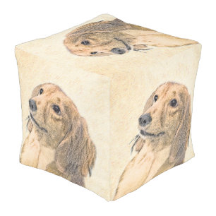 Dachshund (Longhaired) Painting - Original Dog Art Pouf
