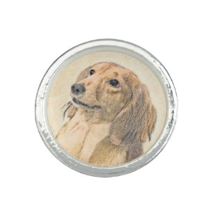 Dachshund (Longhaired) Painting - Original Dog Art Ring
