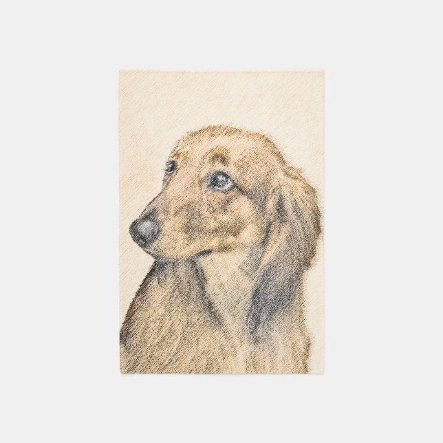 Dachshund (Longhaired) Painting Original Dog Art Rug (Front (Vertical))