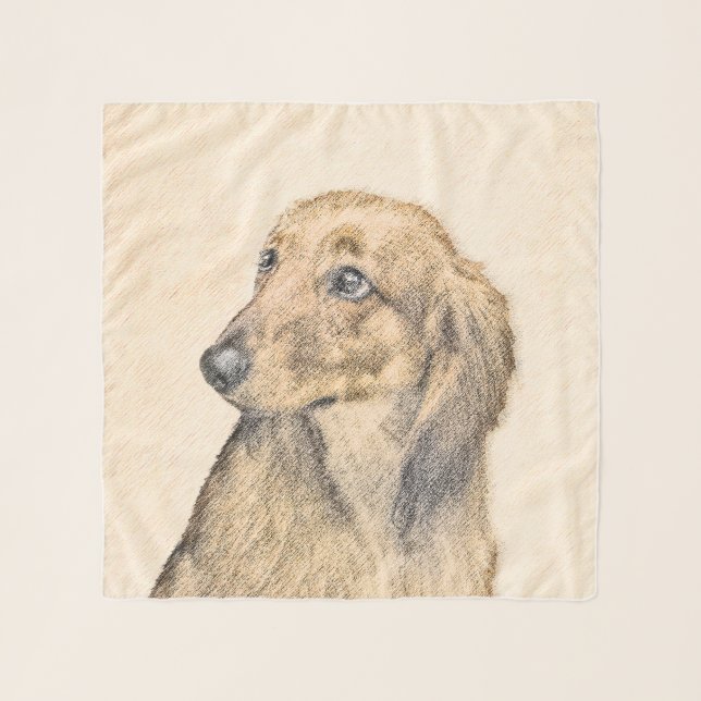 Dachshund (Longhaired) Painting - Original Dog Art Scarf (Front (Horizontal))