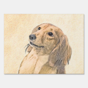 Dachshund (Longhaired) Painting - Original Dog Art Sign