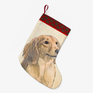 Dachshund (Longhaired) Painting - Original Dog Art Small Christmas Stocking