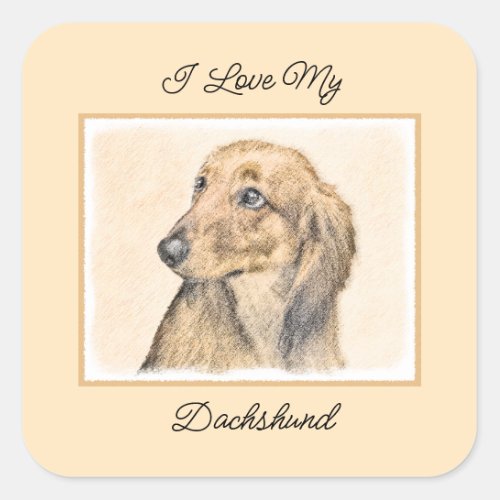 Dachshund Longhaired Painting _ Original Dog Art Square Sticker