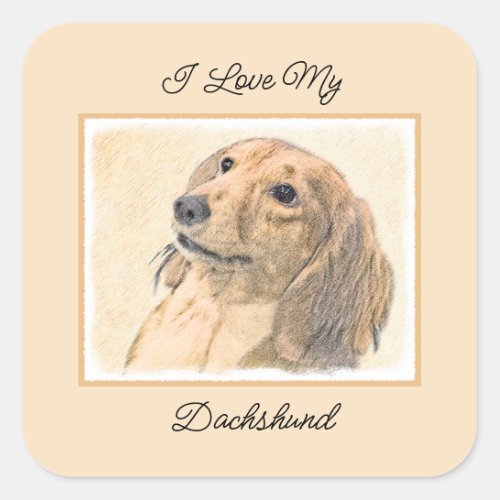 Dachshund Longhaired Painting _ Original Dog Art Square Sticker