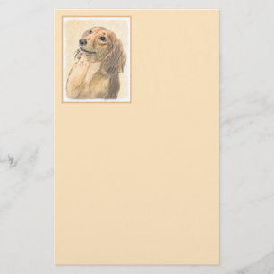 Dachshund (Longhaired) Painting - Original Dog Art Stationery
