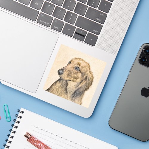 Dachshund Longhaired Painting _ Original Dog Art Sticker