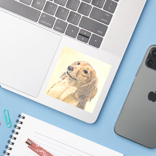 Dachshund (Longhaired) Painting - Original Dog Art Sticker