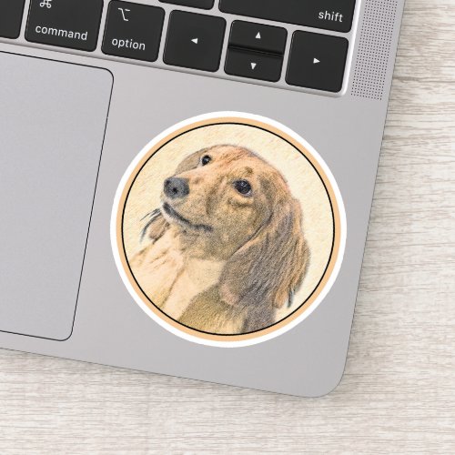 Dachshund Longhaired Painting _ Original Dog Art Sticker
