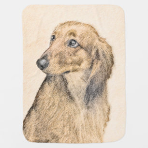 Dachshund (Longhaired) Painting - Original Dog Art Stroller Blanket