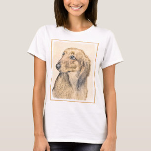 Dachshund (Longhaired) Painting - Original Dog Art T-Shirt