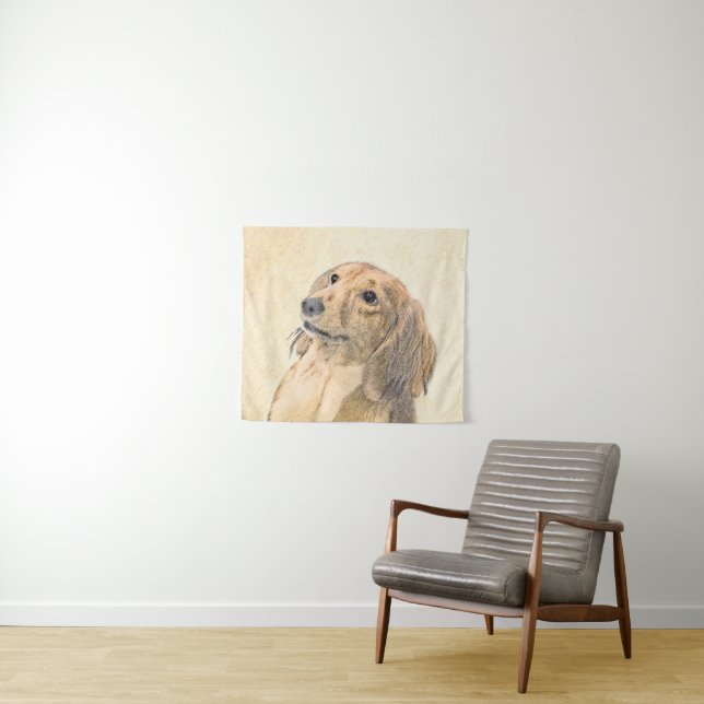 Dachshund (Longhaired) Painting - Original Dog Art Tapestry (In Situ (Horizontal))