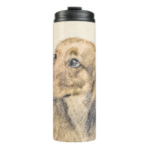 Dachshund (Longhaired) Painting - Original Dog Art Thermal Tumbler