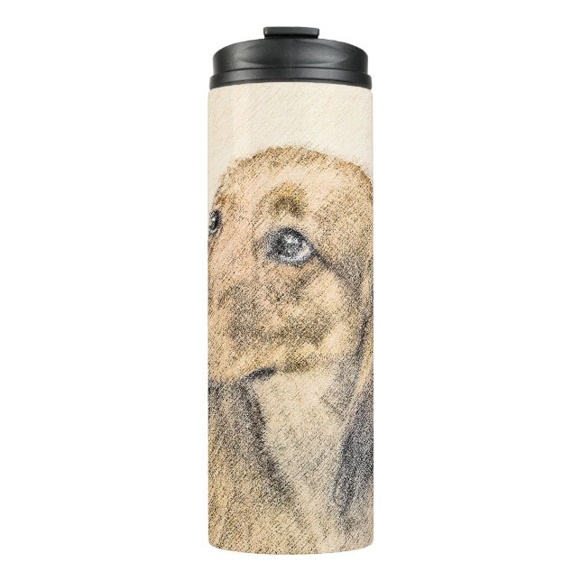Dachshund (Longhaired) Painting - Original Dog Art Thermal Tumbler (Front)