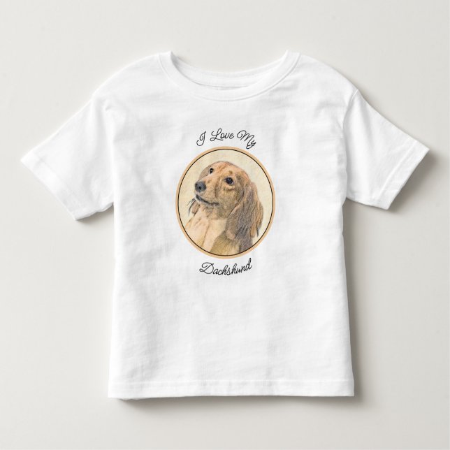 Dachshund (Longhaired) Painting - Original Dog Art Toddler T-shirt (Front)