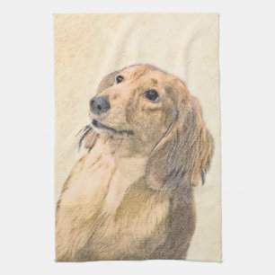 Dachshund (Longhaired) Painting - Original Dog Art Towel