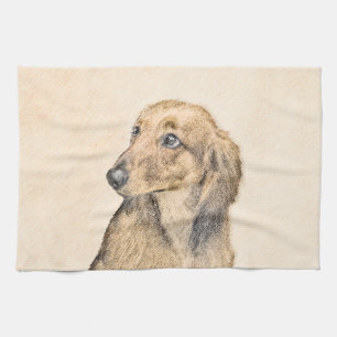 Dachshund (Longhaired) Painting - Original Dog Art Towel