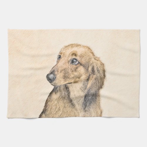 Dachshund Longhaired Painting _ Original Dog Art Towel