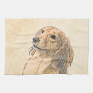 Dachshund (Longhaired) Painting - Original Dog Art Towel