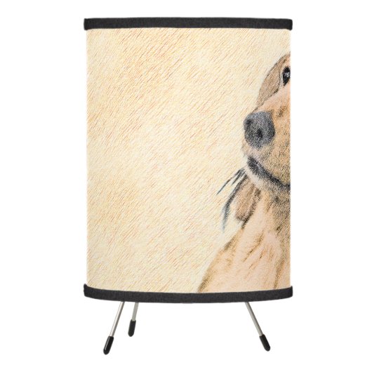 Dachshund (Longhaired) Painting - Original Dog Art Tripod Lamp (Left)