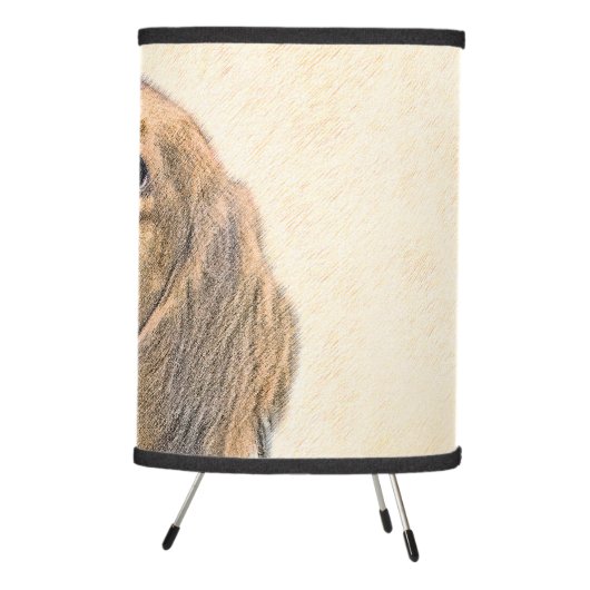 Dachshund (Longhaired) Painting - Original Dog Art Tripod Lamp (Right)