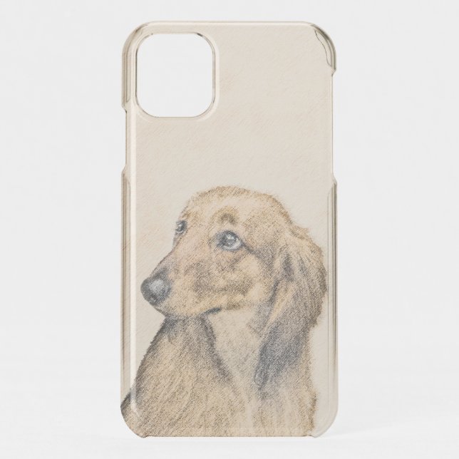 Dachshund (Longhaired) Painting - Original Dog Art Uncommon iPhone Case (Back)