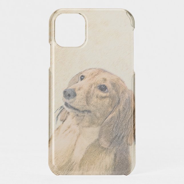 Dachshund (Longhaired) Painting - Original Dog Art Uncommon iPhone Case (Back)