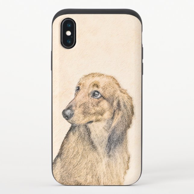 Dachshund (Longhaired) Painting - Original Dog Art Uncommon iPhone Case (Back)