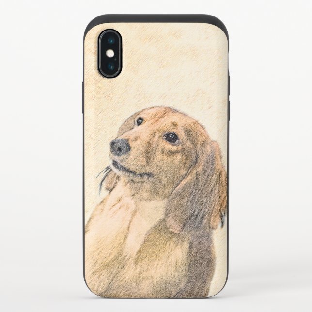 Dachshund (Longhaired) Painting - Original Dog Art Uncommon iPhone Case (Back)