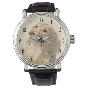 Dachshund (Longhaired) Painting - Original Dog Art Watch