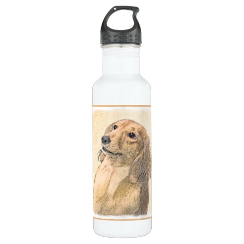 Dachshund Longhaired Painting _ Original Dog Art Water Bottle