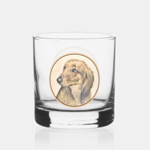 Dachshund Longhaired Painting Original Dog Art Whiskey Glass