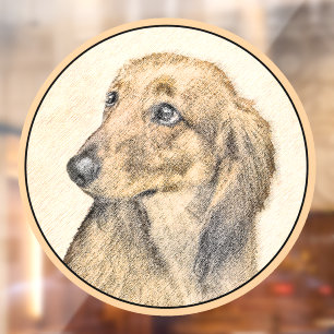 Dachshund (Longhaired) Painting Original Dog Art Window Cling