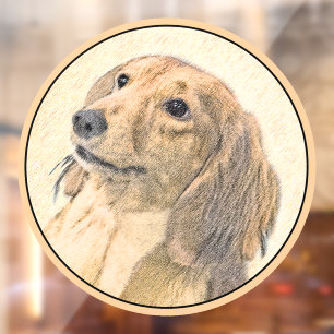 Dachshund (Longhaired) Painting - Original Dog Art Window Cling