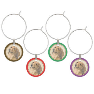 Dachshund (Longhaired) Painting - Original Dog Art Wine Charm