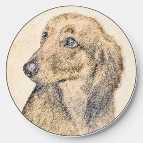 Dachshund Longhaired Painting Original Dog Art Wireless Charger