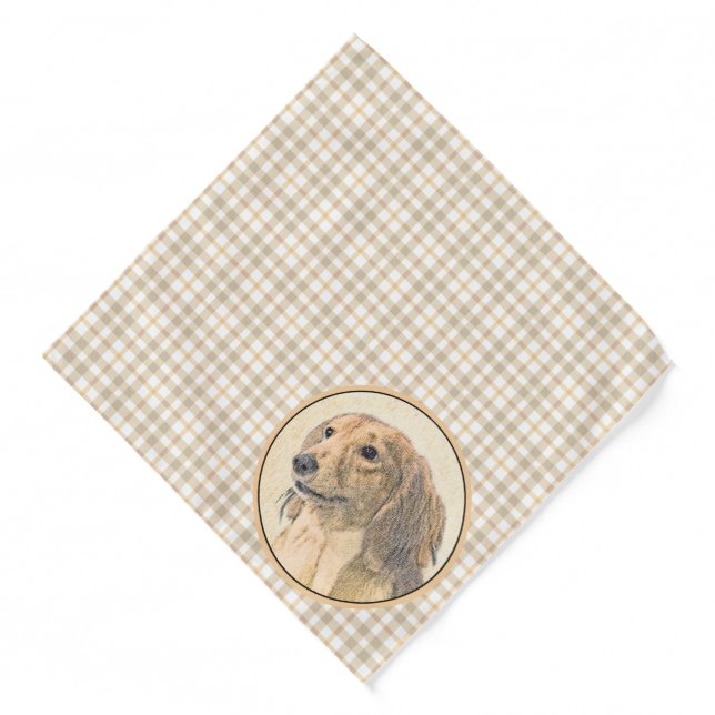 Dachshund Longhaired Red Painting Original Dog Art Bandana (Front)