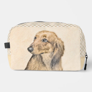 Dachshund Longhaired Red Painting Original Dog Art Dopp Kit