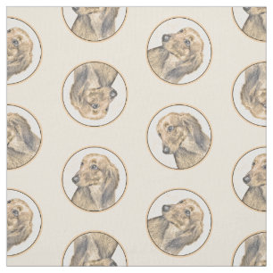 Dachshund Longhaired Red Painting Original Dog Art Fabric
