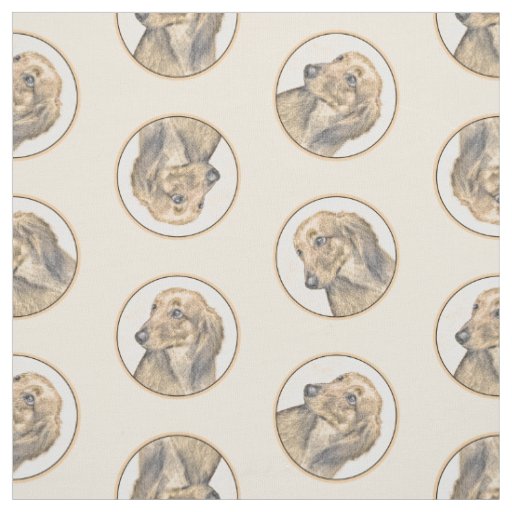 Dachshund Longhaired Red Painting Original Dog Art Fabric