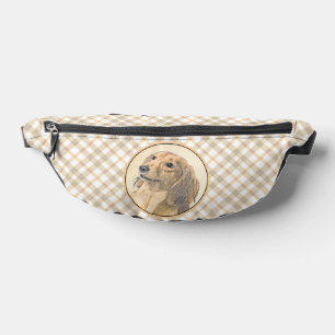 Dachshund Longhaired Red Painting Original Dog Art Fanny Pack