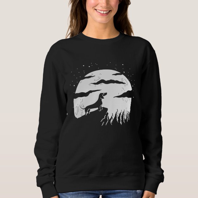 Dachshund Looking At The Moon Sweatshirt (Front)