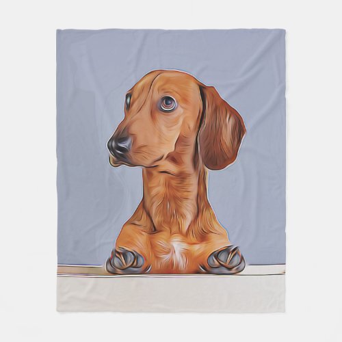Dachshund Looking Away Doxie Dog Birthday Poster Fleece Blanket