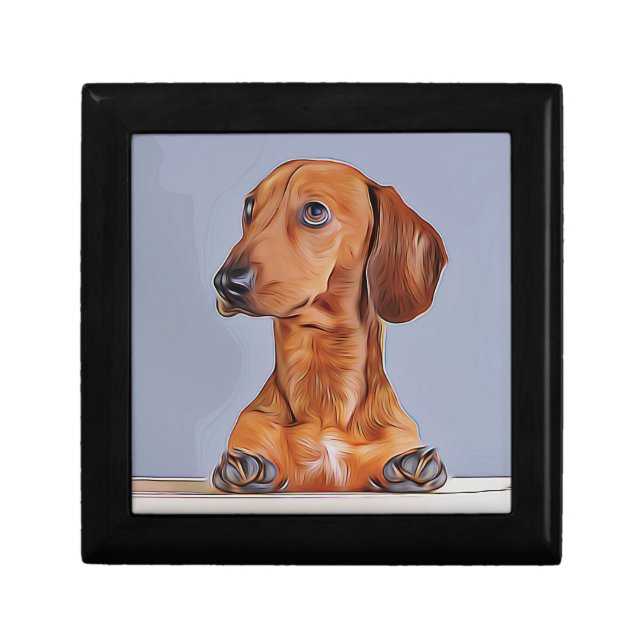 Dachshund Looking Away Doxie Dog Birthday Poster Gift Box (Front)